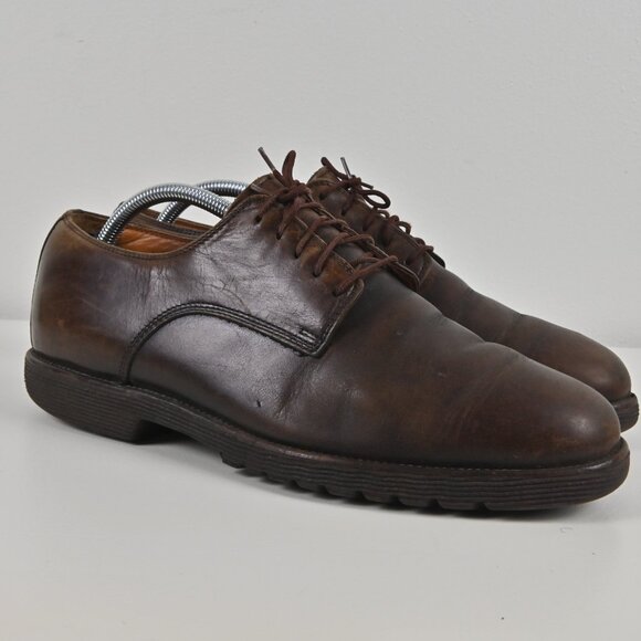 VTG Rockport Genuine Leather Vibram Sole Brown Oxfords US10 UK9.5 Made Portugal - Picture 5 of 16
